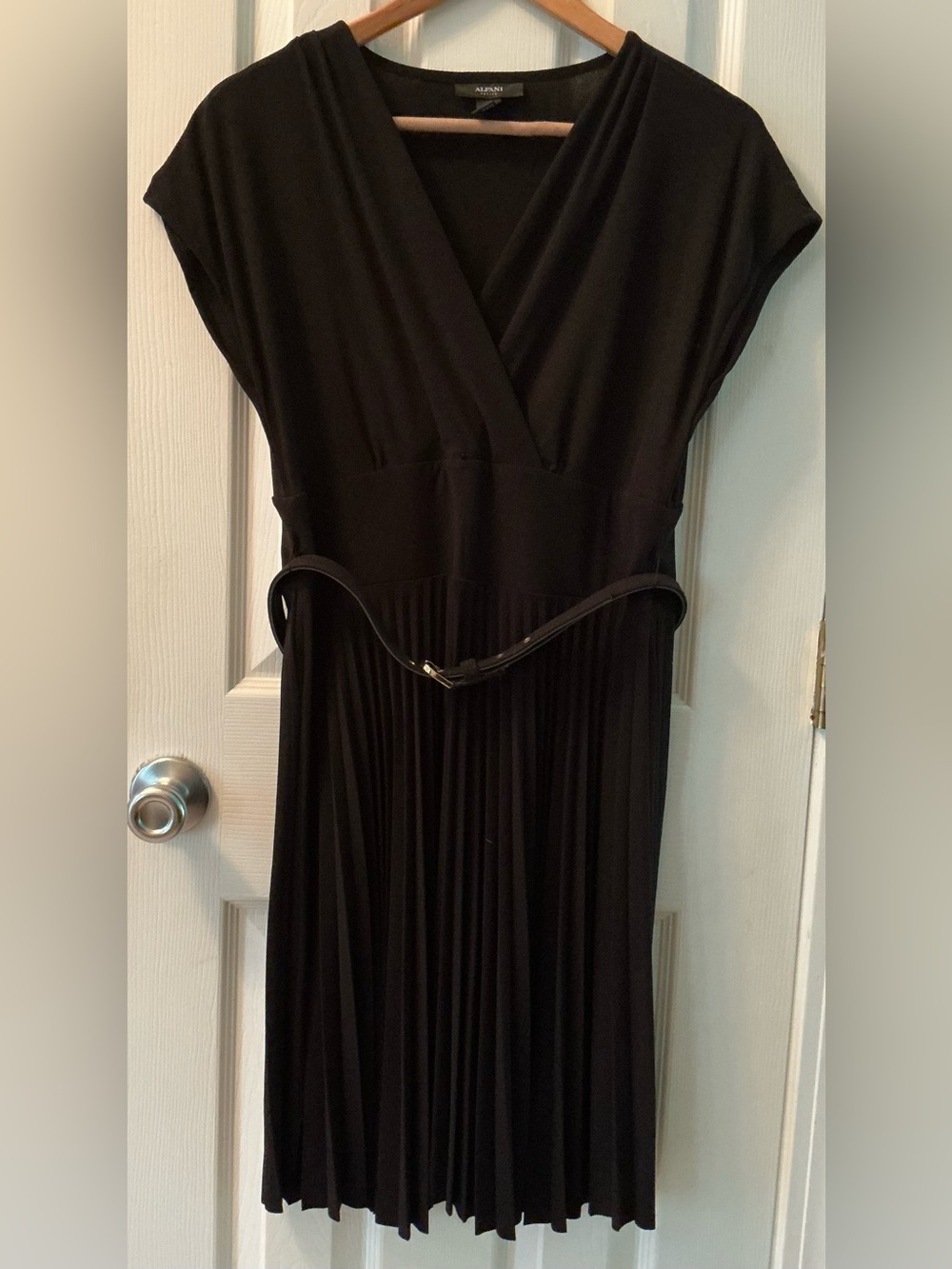 Alfani Black Wrap-Style Maxi Dress with Slim Belt